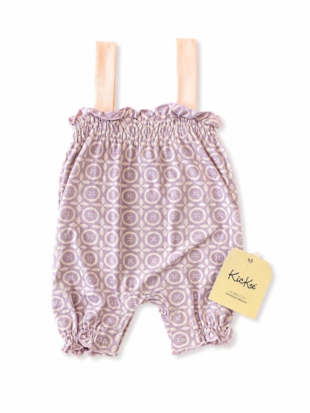 Kickee Pants Bamboo Bubble Romper NWT 3-6M Lavender Geometric Print
